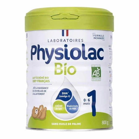 Physiolac Organic milk powder 1 For infants from 0 to 6 months.