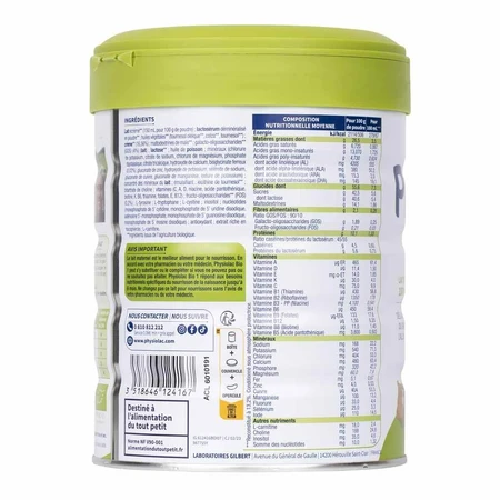 Physiolac Organic milk powder 1 For infants from 0 to 6 months.