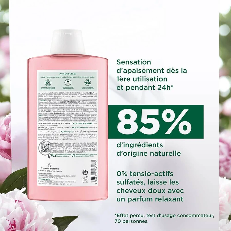 Klorane Peony Łagodzący szampon do wrażliwej skóry głowy 400ml: ceny i cechy