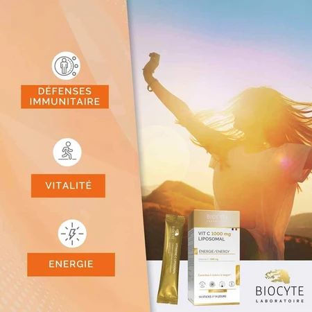 Biocyte Santé Vitamine C 1000mg Liposomal Goût Ananas 14 Sticks