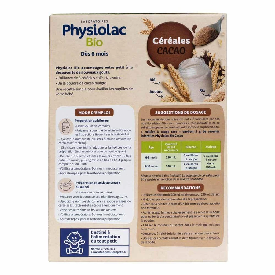 Physiolac Granen Cacao Des 6 Mois Bio 200g