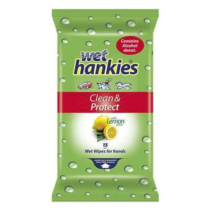 Wet Hankies Lemon Antibakterielle Feuchttücher 15 Stück