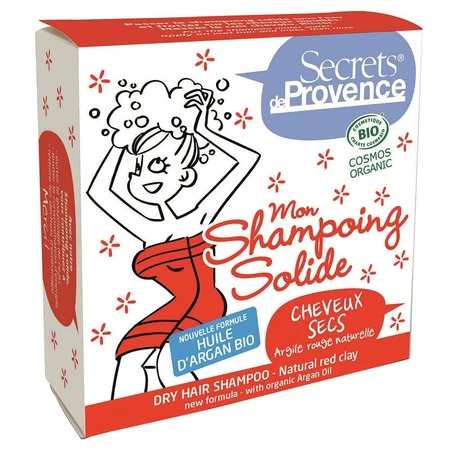 Secrets de Provence Solid shampoo for dry hair Natural organic red clay 85g