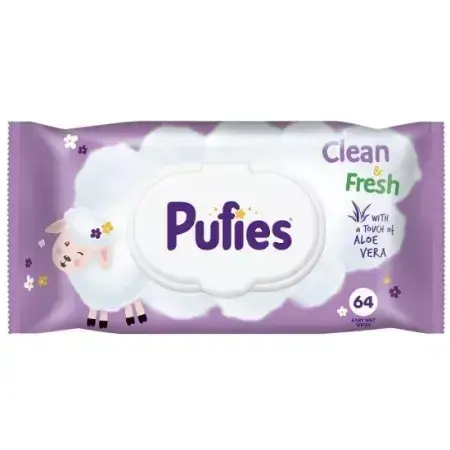 Pufies Baby Art Fresh lingettes humides, +0mois, 64 pièces, Ficosota Sintez