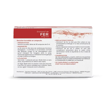 Granions Fer 30 Ampoules Buvables