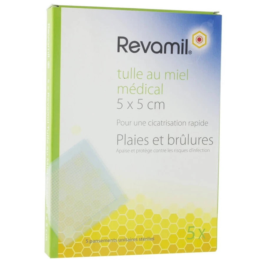 Revamil Honing Medisch Tule 5x5cm 5 Verband 40g