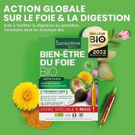 Santarome Organic Liver Wellness Aide à la digestion 30 vials
