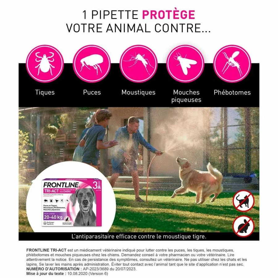 Frontline Tri-act Spot-on Dog 20-40 kg 3 4-mL pipettes