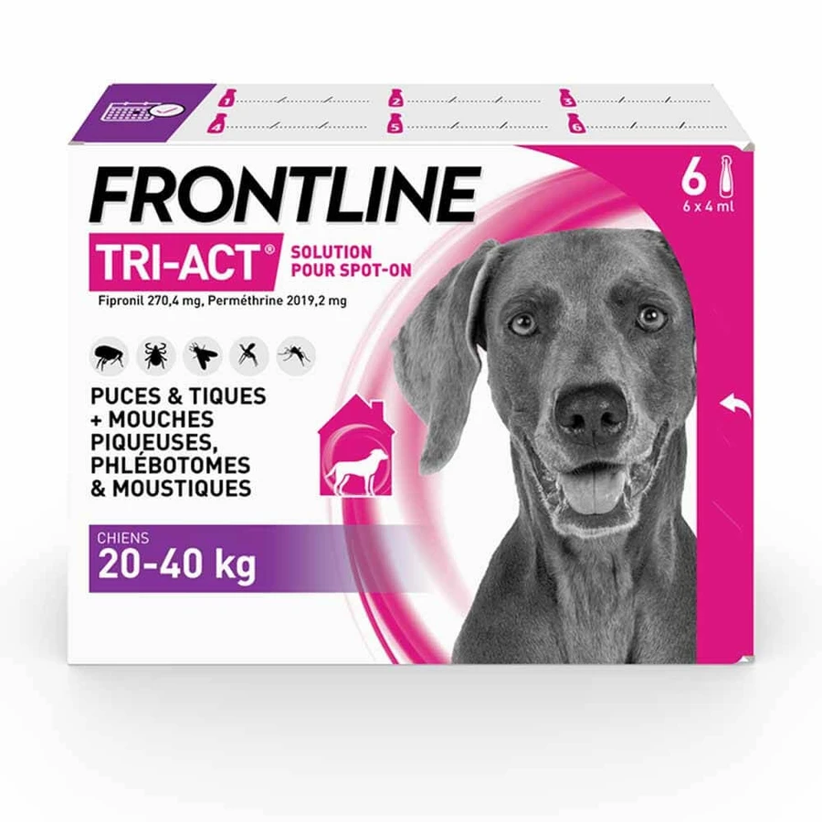 Frontline Tri-act Spot-on Dog 20-40kg 6 4ml Pipettes