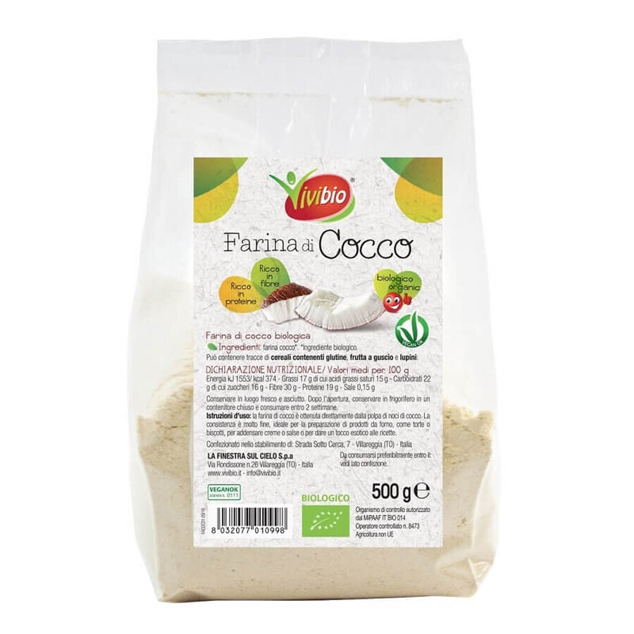 Faina din nuca de cocos, 500 g, Vivibio