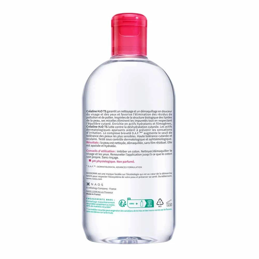 Bioderma Crealine Micellar Cleansing Water Makeup Remover Sensitive or Very Dry Skin 500ml
