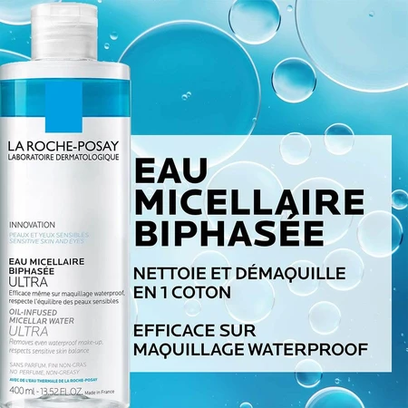 La Roche-Posay Fysiologische Reiniging Ultra Reinigend Bifasisch Micellair Water Gezicht en Ogen Waterproof 400ml