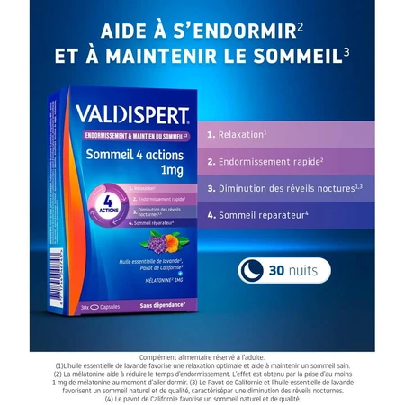 Valdispert Melatonin 1 mg 4 Aktionen 30 Tabletten