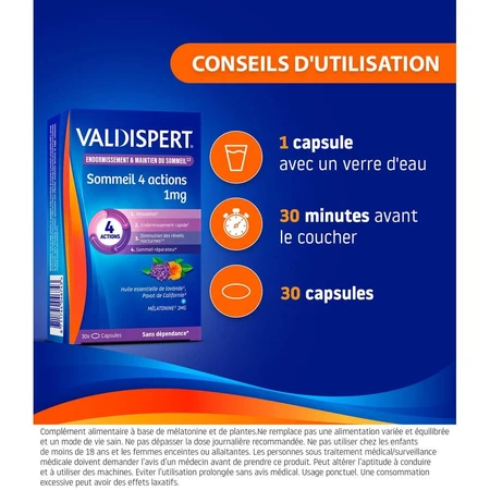 Valdispert Melatonin 1 mg 4 Aktionen 30 Tabletten