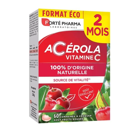 Forté Pharma Acerola Reich an natürlichen Vitaminen C 60 Kautabletten