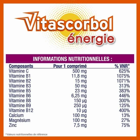 Vitascorbol Energy Orange juice flavor 30 effervescent tablets