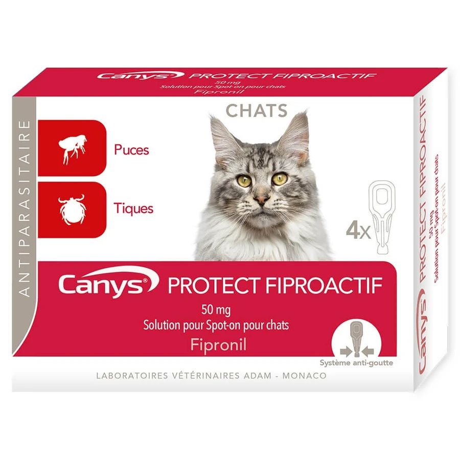 Canys Protect Fiproactif 50 mg soluție spot-on pentru pisici 4x0.50ml