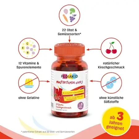 PEDIAKID Multivitamin Gums Kirschgeschmack, 60 St.