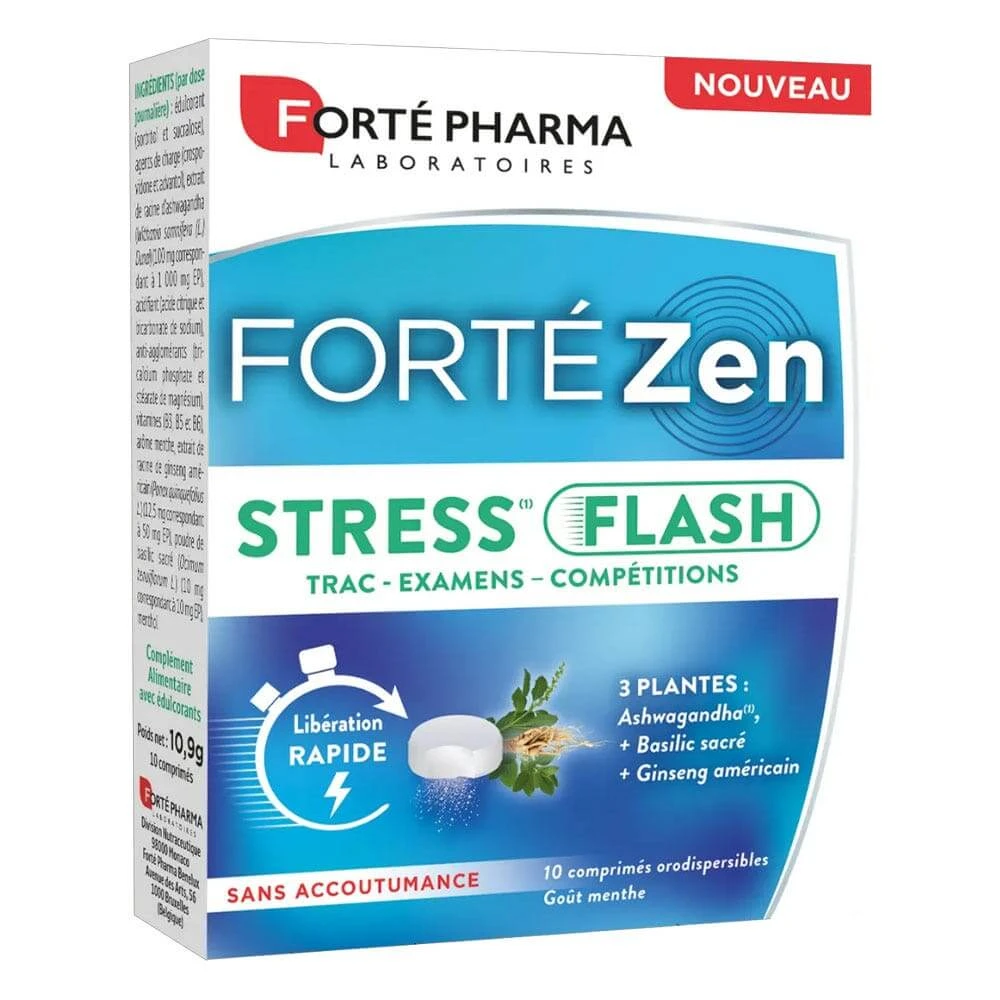 Forté Pharma Forté Zen Stressflits met ashwagandha muntsmaak 10 orodispergeerbare tabletten