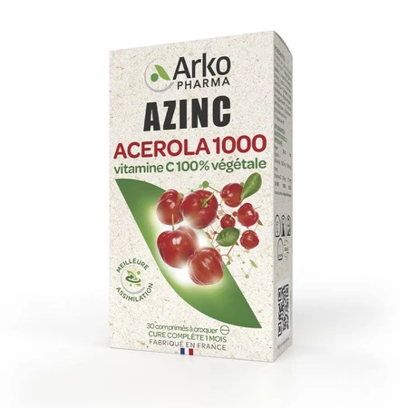 Arkopharma Azinc Acerola 1000 Naturalna Witamina C 30 tabletek do żucia: ceny i cechy