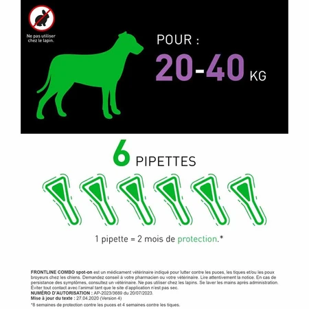 Frontline Combo spot-on dog L from 20-40 kg 6 pipettes 4.02 ml