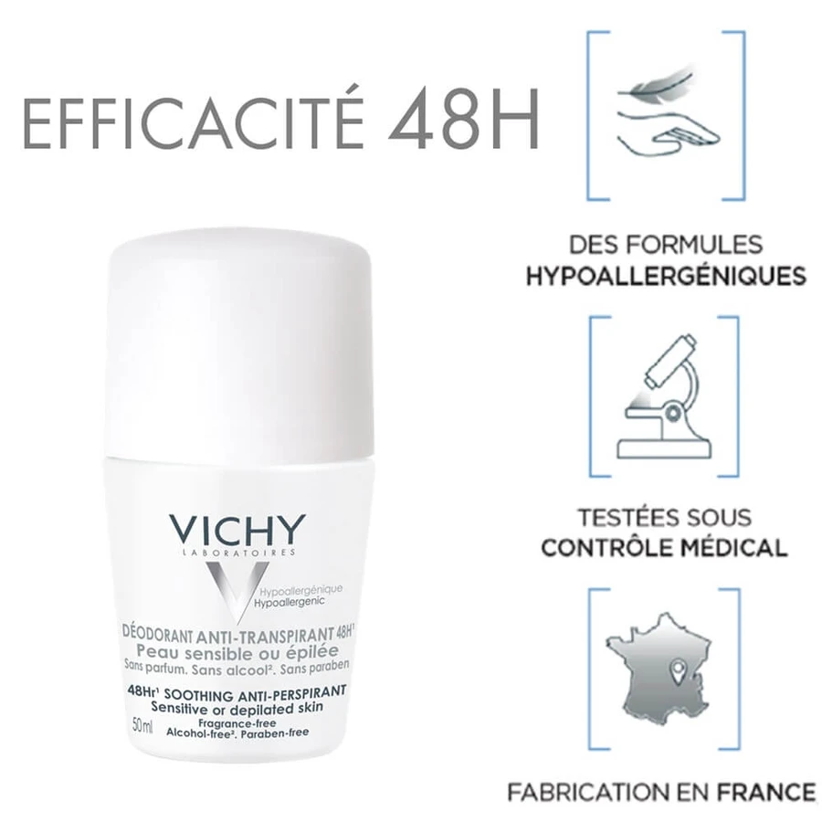 Vichy Dezodorant antyperspiracyjny 48h roll-on do skóry wrażliwej 50ml: ceny i cechy