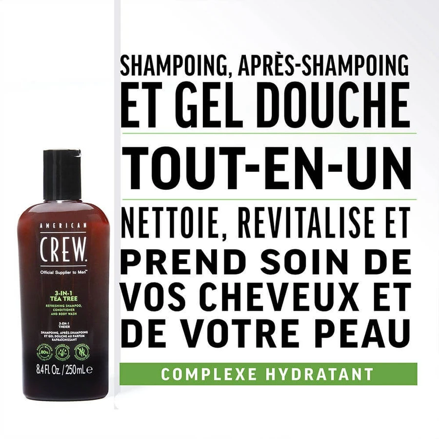 American Crew Champú 3 en 1 Árbol del Té 250ml