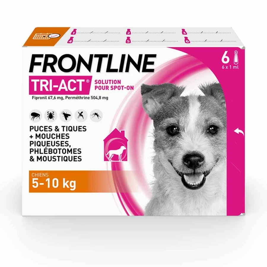 Frontline Tri-act Spot-on Dog 5-10kg 6 1ml Pipettes