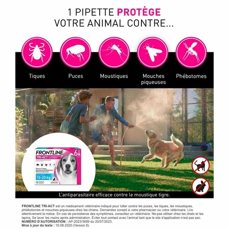 Frontline Tri-act Spot-on Dog 10-20kg 6 1-ml pipettes