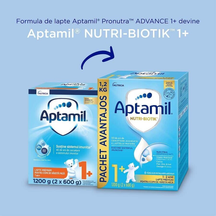 Latte in polvere Aptamil Nutri Biotik +1, 1-2 anni, 1200 gr, Nutricia