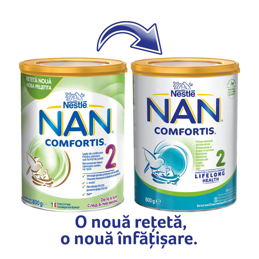 Latte di proseguimento Nan 2 Comfortis, +6 mesi, 800 g, Nestlé