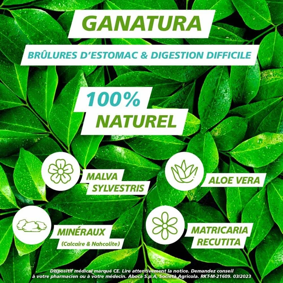 GaNatura Brûlure d'estomac et digestion Triple action 45 comprimés