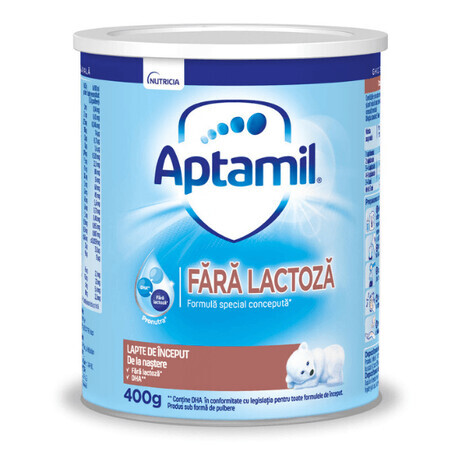 Formula de lapte de inceput Fara Lactoza, 400 g, Aptamil