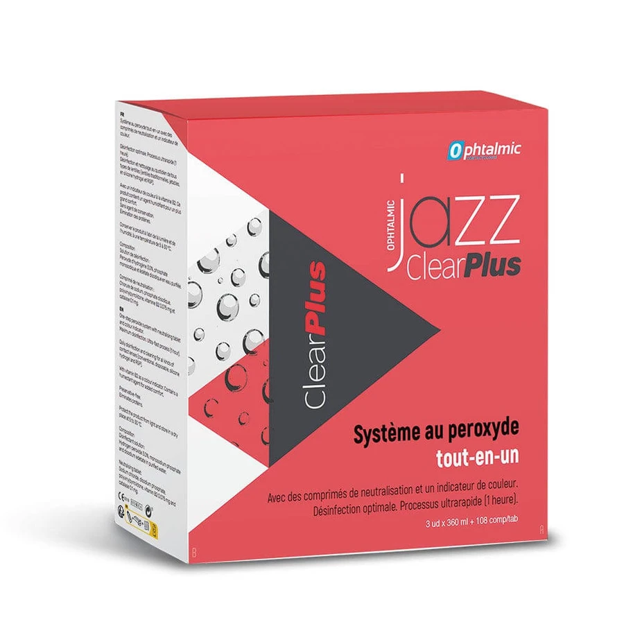 Ophtalmic ClearPlus Jazz roztwór utleniający do soczewek miękkich i twardych 3x360ml + 108 tabletek: ceny i cechy
