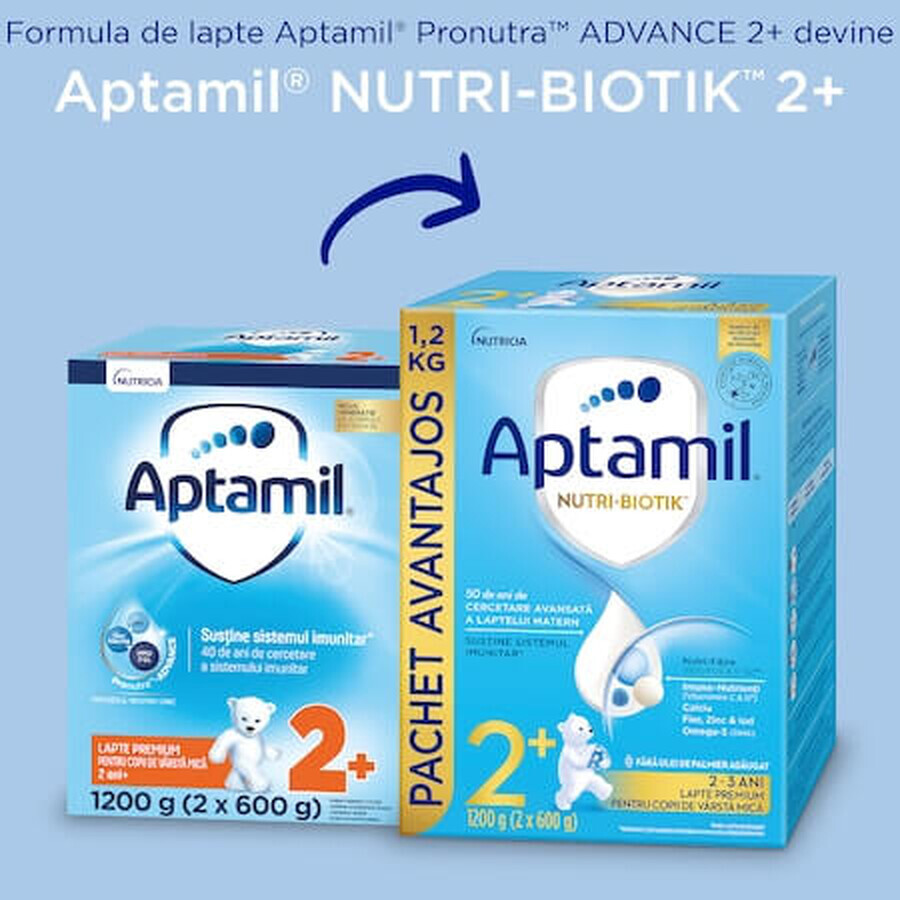 Latte in polvere Aptamil Junior 2+, 2-3 anni, 1200 gr, 24-36 mesi, Nutricia