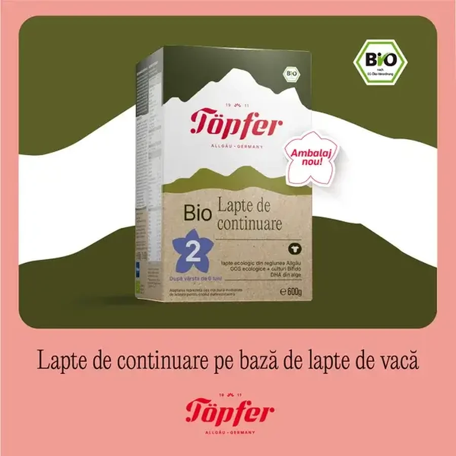 Bio 2 Lactana Milchpulver Formel, +6 Monate, 600 gr, Topfer