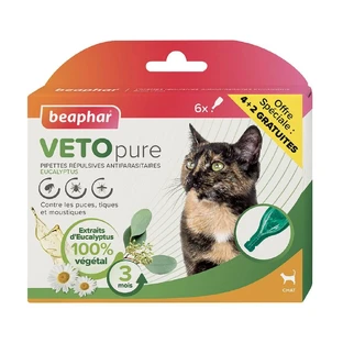 Beaphar VETOpure afstotende pipetten voor katten x4+2 gratis