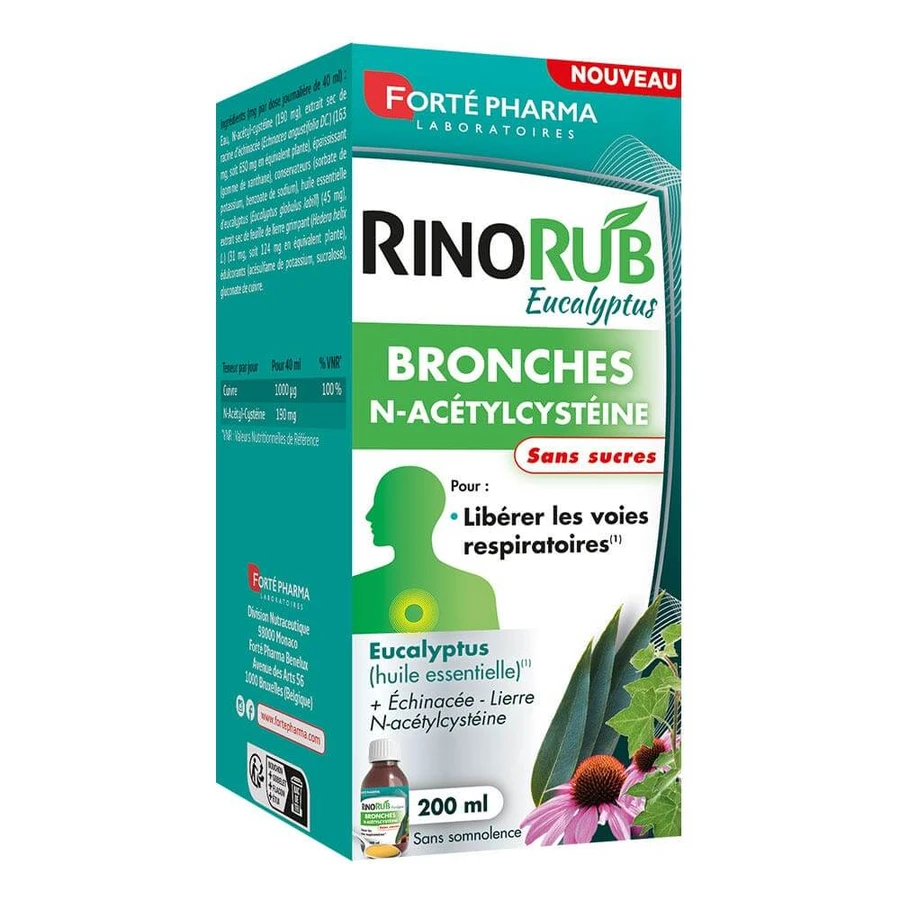 Forté Pharma RinoRub Bronchial Drinking Solution Eucalyptus N-Acetyl-cytseine 200 ml