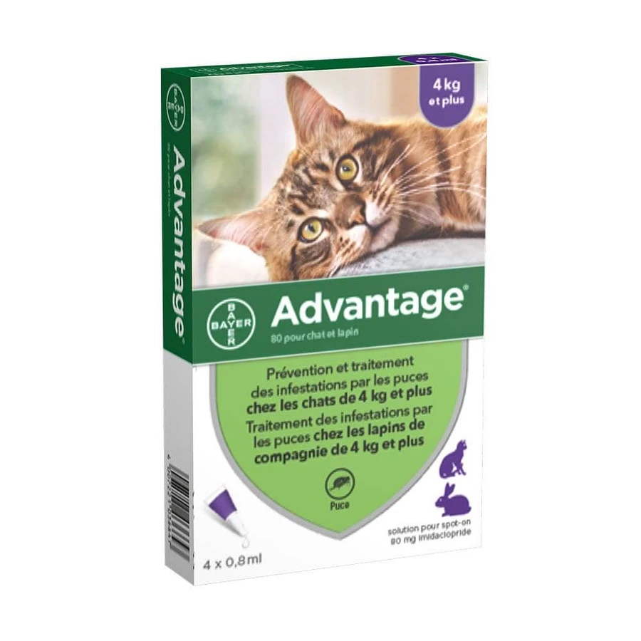 Advantage Spot-on Solution for Cats and Rabbits Over 4kg 4x0.8ml