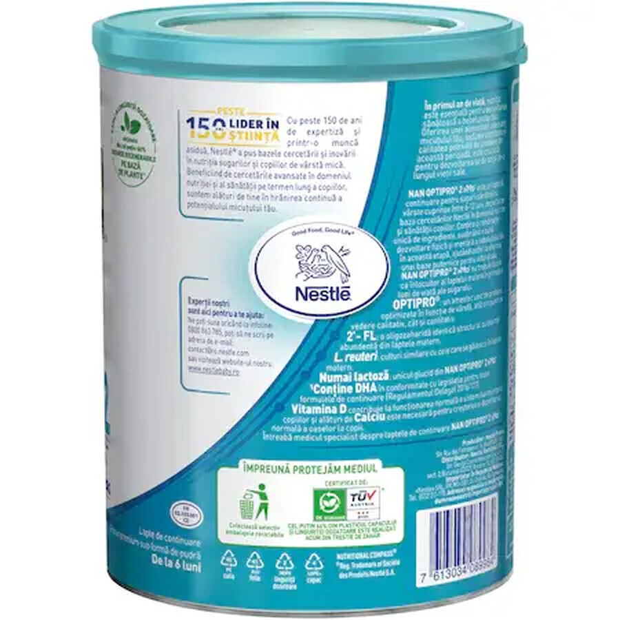 Nan 2 Lait en poudre Optipro HMO, +6 mois, 800 g, Nestlé