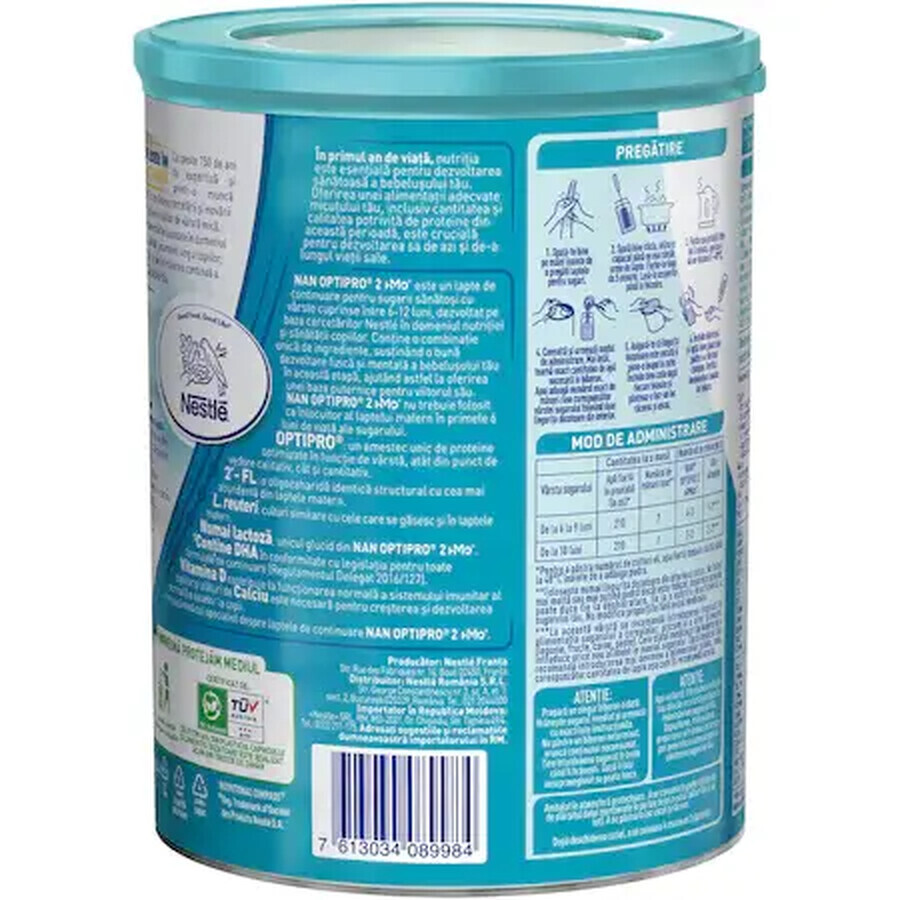 Nan 2 Lait en poudre Optipro HMO, +6 mois, 800 g, Nestlé