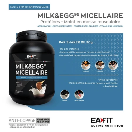 Eafit Mleko i Jaja 2.0 dla rozwoju mięśni 750g: ceny i cechy