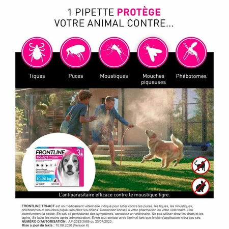 Frontline Tri-act Spot-on Hond 10-20kg 3 Pipetten 2ml