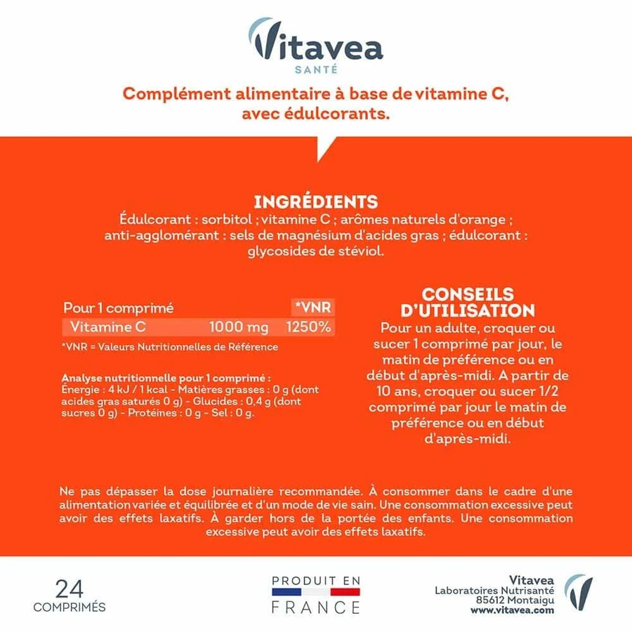 Vitavea Santé Vitamine C 1000 mg Dagelijkse energie 60 tabletten