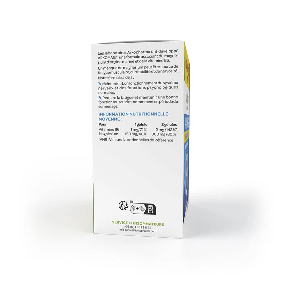 Arkopharma Arkomag Magneziu B6 Nervozitate și oboseală 120 capsule