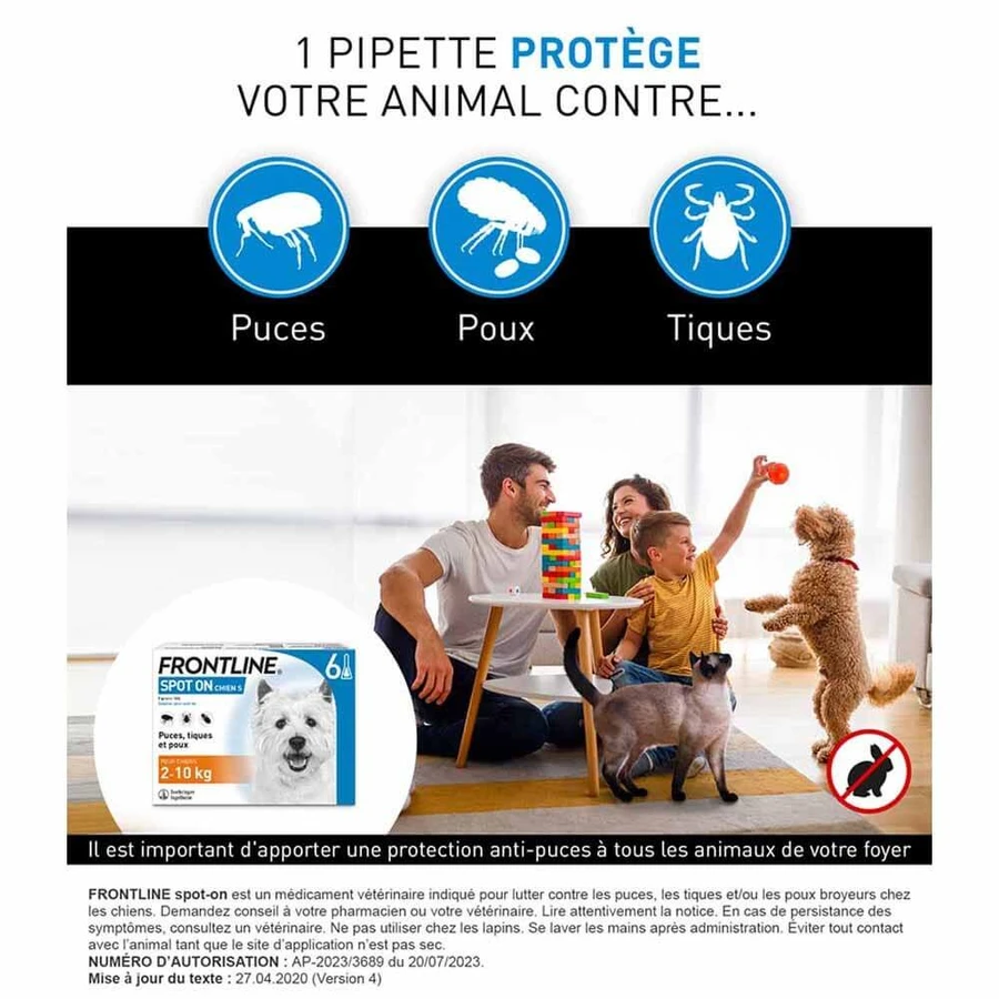 Frontline Spot-on Hond 2-10kg 6 pipetten 0,67 ml