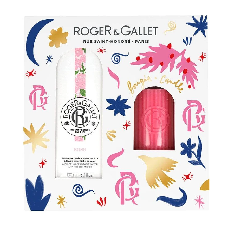 Roger & Gallet Rose Eau Bienfaisante 100ml + geschenkdoos geurkaarsen