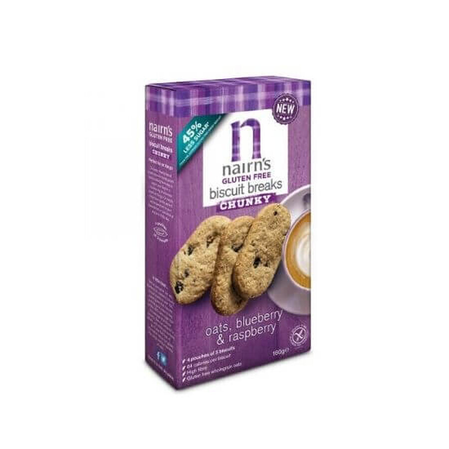 Fursecuri din ovaz, afine si zmeura fara gluten, 160 g, Nairns