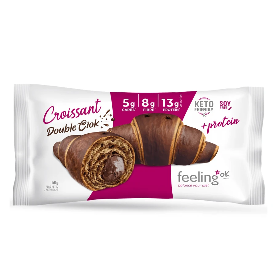 Doppelschokoladen-Protein-Croissant, zuckerfrei, 50 g, Feeling Ok