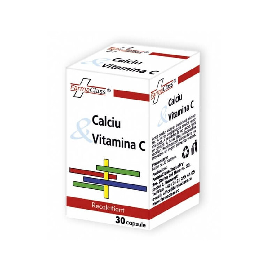 Calcium met vitamine C, 30 capsules, FarmaClass